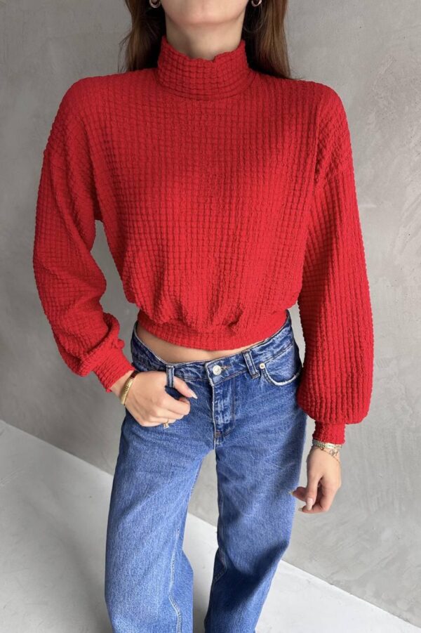Balıkçı Yaka Crop Bluz